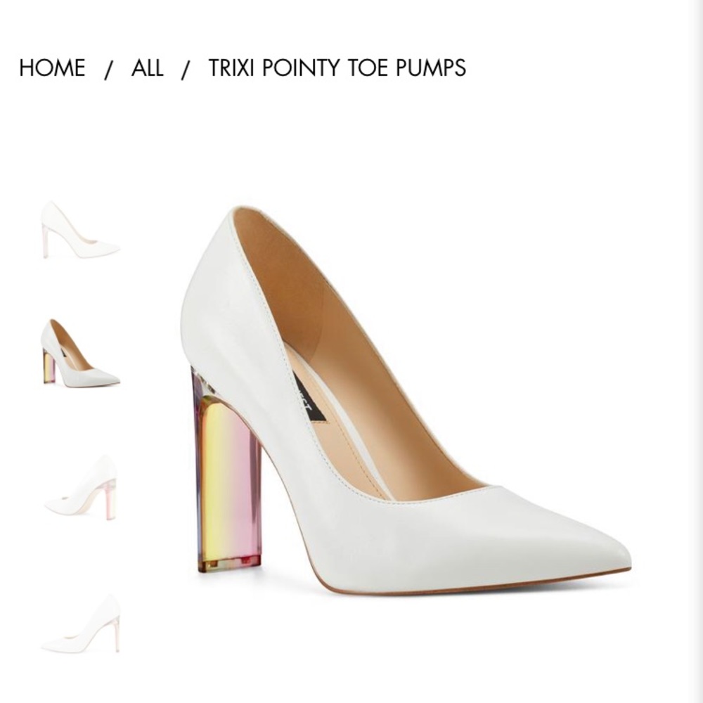Nine West White Trixi Pointy Toe Pumps